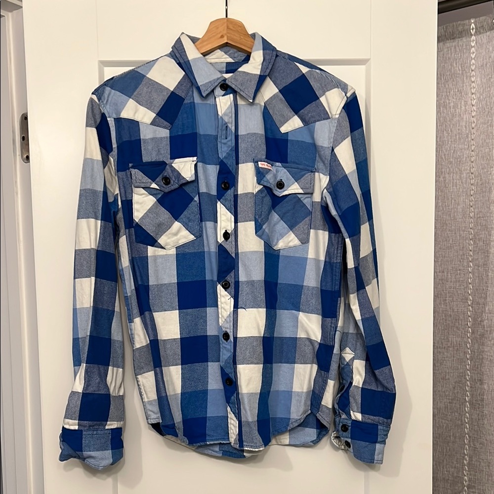 Topo Design Blue and White Plaid Button-Up Shirt